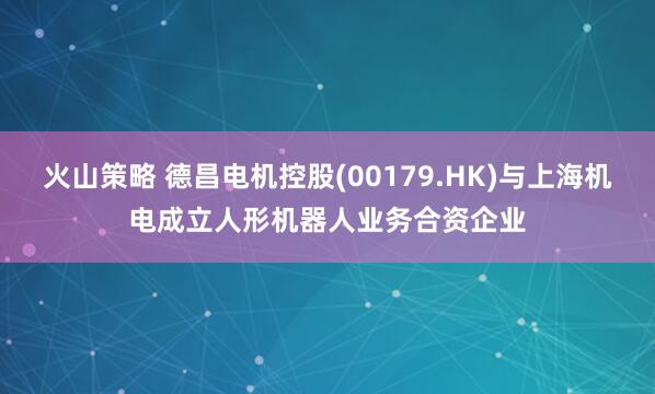 火山策略 德昌电机控股(00179.HK)与上海机电成立人形机器人业务合资企业