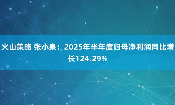 火山策略 张小泉:2025年半年度归母净利润同比增长124.29%